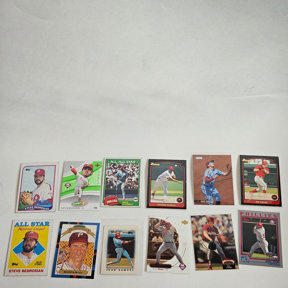 Philadelphia Phillies Baseball Card Lot Mike Schmidt Jim Thome Scott Rolen 12pc